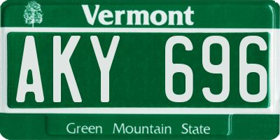 VT license plate AKY696