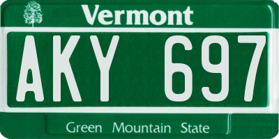 VT license plate AKY697