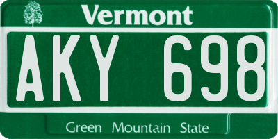 VT license plate AKY698