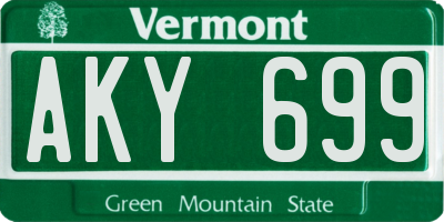 VT license plate AKY699