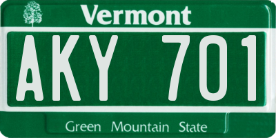 VT license plate AKY701