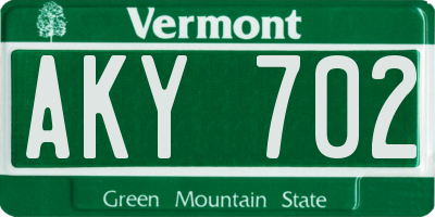VT license plate AKY702