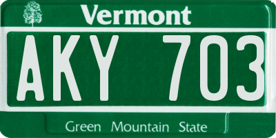 VT license plate AKY703