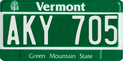 VT license plate AKY705