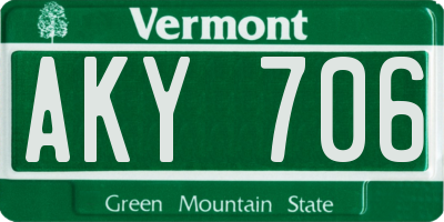 VT license plate AKY706