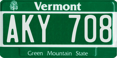VT license plate AKY708