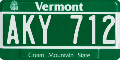 VT license plate AKY712
