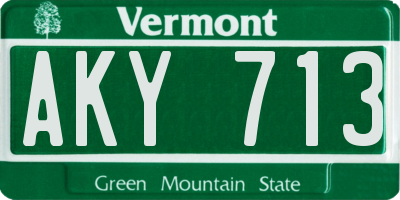 VT license plate AKY713