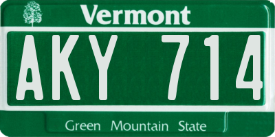 VT license plate AKY714