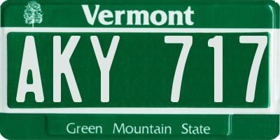 VT license plate AKY717