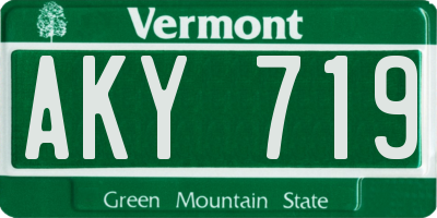 VT license plate AKY719