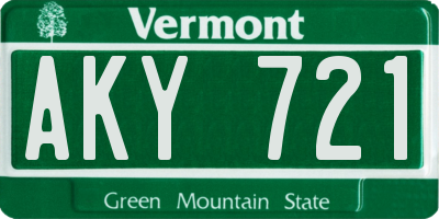 VT license plate AKY721