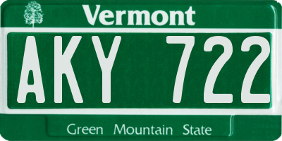 VT license plate AKY722
