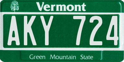 VT license plate AKY724