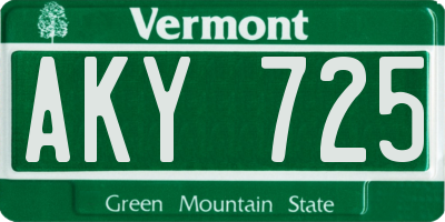 VT license plate AKY725