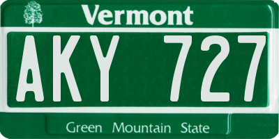 VT license plate AKY727