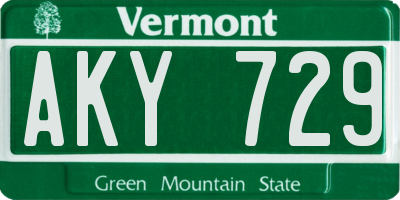 VT license plate AKY729