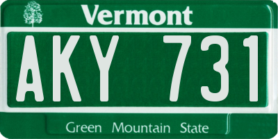 VT license plate AKY731