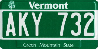VT license plate AKY732