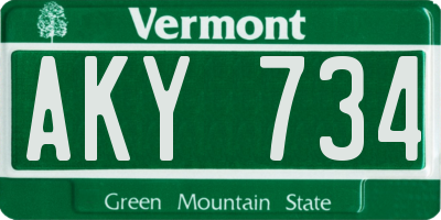 VT license plate AKY734