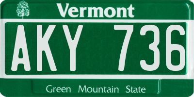 VT license plate AKY736