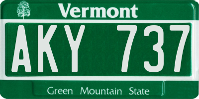 VT license plate AKY737