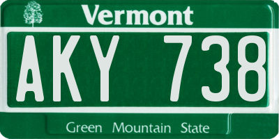 VT license plate AKY738