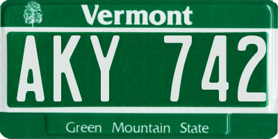 VT license plate AKY742