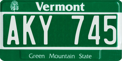VT license plate AKY745
