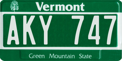VT license plate AKY747