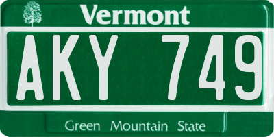 VT license plate AKY749