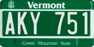VT license plate AKY751