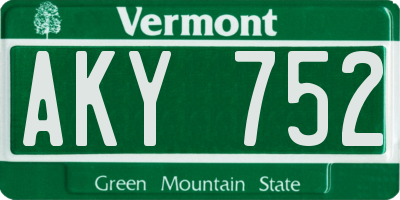 VT license plate AKY752