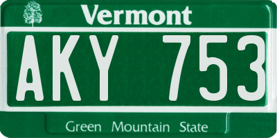 VT license plate AKY753