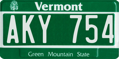 VT license plate AKY754
