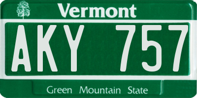 VT license plate AKY757