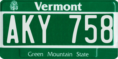 VT license plate AKY758