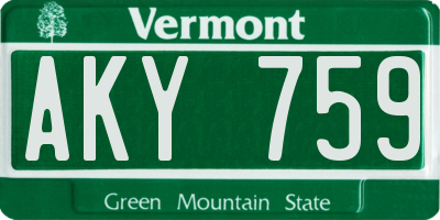 VT license plate AKY759