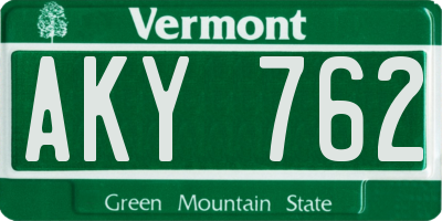 VT license plate AKY762
