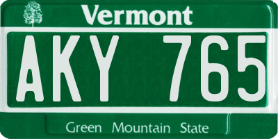 VT license plate AKY765