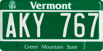 VT license plate AKY767