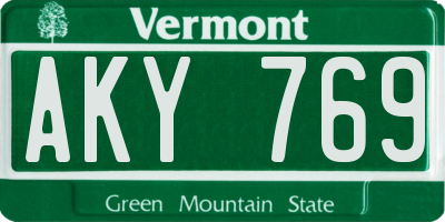 VT license plate AKY769