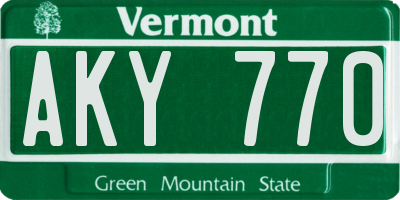 VT license plate AKY770