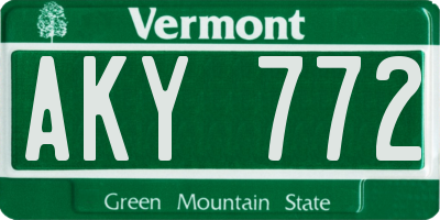 VT license plate AKY772