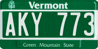 VT license plate AKY773