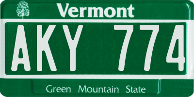 VT license plate AKY774