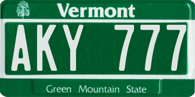 VT license plate AKY777