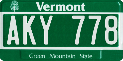 VT license plate AKY778
