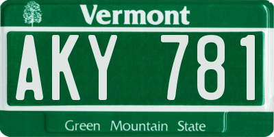 VT license plate AKY781
