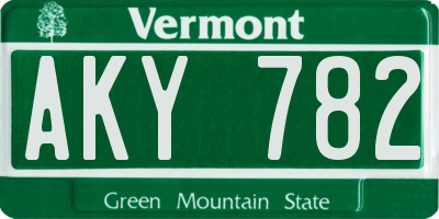 VT license plate AKY782